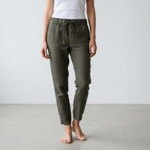 Enza Costa Cropped Drawstring Tapered Linen Pants Size Small